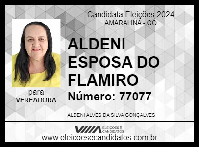 Candidato ALDENI ESPOSA DO FLAMIRO 2024 - AMARALINA - Eleições