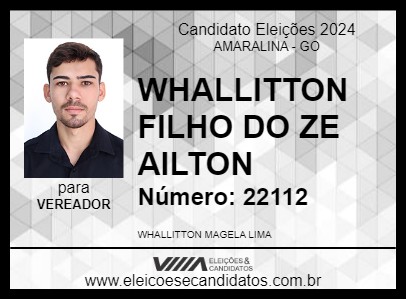 Candidato WHALLITTON FILHO DO ZE AILTON 2024 - AMARALINA - Eleições