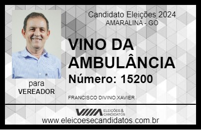 Candidato VINO DA AMBULÂNCIA 2024 - AMARALINA - Eleições