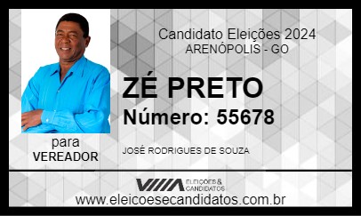 Candidato ZÉ PRETO 2024 - ARENÓPOLIS - Eleições