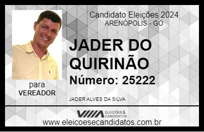 Candidato JADER DO QUIRINÃO 2024 - ARENÓPOLIS - Eleições