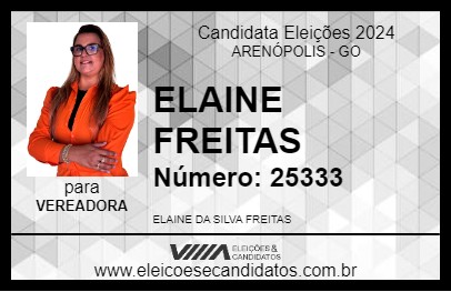 Candidato ELAINE FREITAS 2024 - ARENÓPOLIS - Eleições