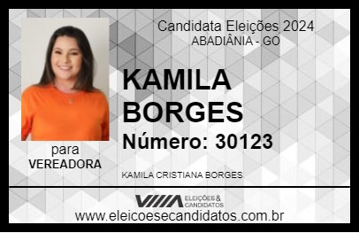 Candidato KAMILA BORGES 2024 - ABADIÂNIA - Eleições