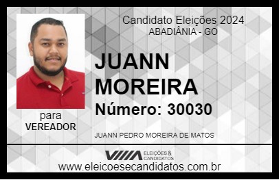 Candidato JUANN MOREIRA 2024 - ABADIÂNIA - Eleições