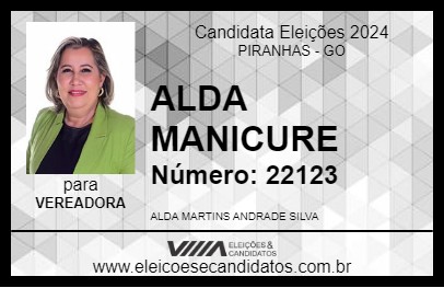 Candidato ALDA MANICURE 2024 - PIRANHAS - Eleições