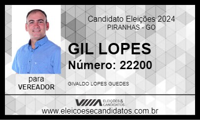 Candidato GIL LOPES 2024 - PIRANHAS - Eleições