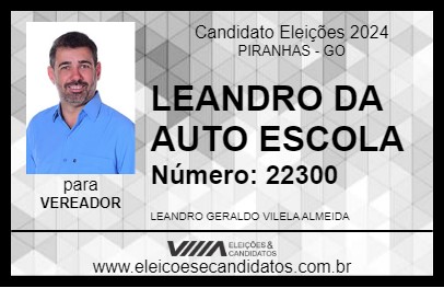 Candidato LEANDRO DA AUTO ESCOLA 2024 - PIRANHAS - Eleições