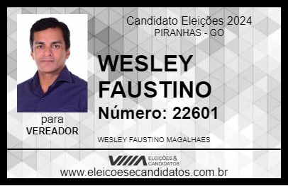 Candidato WESLEY FAUSTINO 2024 - PIRANHAS - Eleições