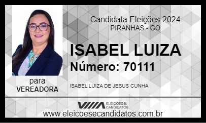 Candidato ISABEL LUIZA 2024 - PIRANHAS - Eleições