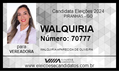 Candidato WALQUIRIA 2024 - PIRANHAS - Eleições