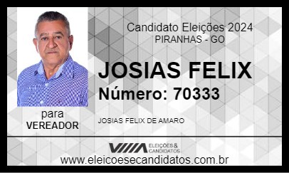 Candidato JOSIAS FELIX 2024 - PIRANHAS - Eleições