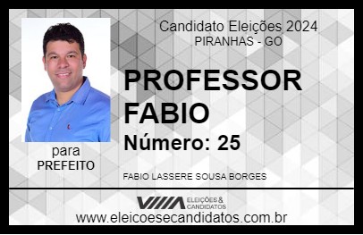 Candidato PROFESSOR FABIO 2024 - PIRANHAS - Eleições