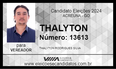 Candidato THALYTON SILVA 2024 - ACREÚNA - Eleições