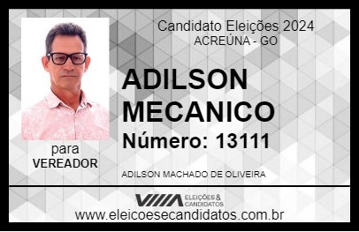 Candidato ADILSON MECANICO  2024 - ACREÚNA - Eleições