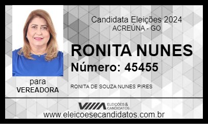 Candidato RONITA NUNES  2024 - ACREÚNA - Eleições