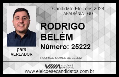 Candidato RODRIGO BELÉM 2024 - ABADIÂNIA - Eleições