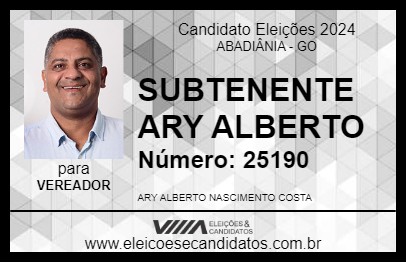 Candidato SUBTENENTE ARY ALBERTO 2024 - ABADIÂNIA - Eleições