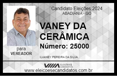 Candidato VANEY DA CERÂMICA 2024 - ABADIÂNIA - Eleições