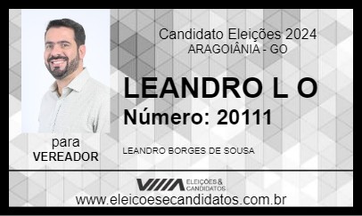 Candidato LEANDRO L O 2024 - ARAGOIÂNIA - Eleições