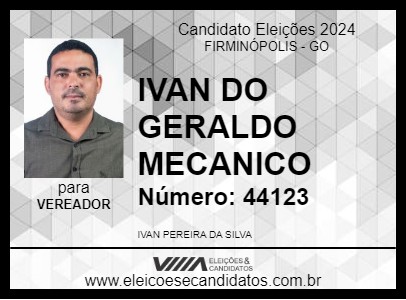 Candidato IVAN DO GERALDO MECANICO 2024 - FIRMINÓPOLIS - Eleições