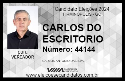 Candidato CARLOS DO ESCRITORIO 2024 - FIRMINÓPOLIS - Eleições