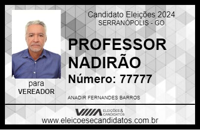 Candidato PROFESSOR NADIRÃO 2024 - SERRANÓPOLIS - Eleições