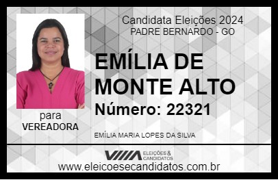 Candidato EMÍLIA DE MONTE ALTO 2024 - PADRE BERNARDO - Eleições