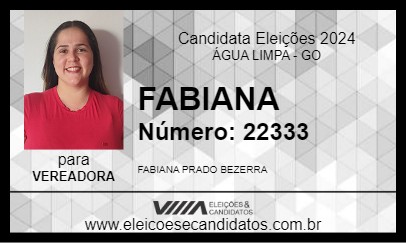 Candidato FABIANA 2024 - ÁGUA LIMPA - Eleições