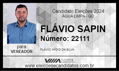 Candidato FLÁVIO SAPIN 2024 - ÁGUA LIMPA - Eleições