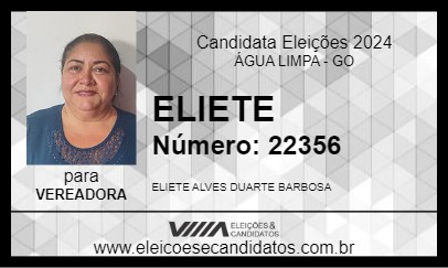 Candidato ELIETE 2024 - ÁGUA LIMPA - Eleições