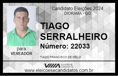 Candidato TIAGO SERRALHEIRO 2024 - DIORAMA - Eleições