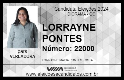 Candidato LORRAYNE PONTES 2024 - DIORAMA - Eleições