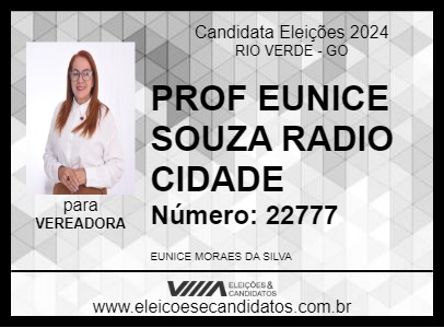 Candidato PROF EUNICE SOUZA RADIO CIDADE 2024 - RIO VERDE - Eleições