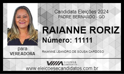 Candidato RAIANNE RORIZ 2024 - PADRE BERNARDO - Eleições