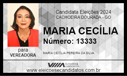 Candidato MARIA CECÍLIA 2024 - CACHOEIRA DOURADA - Eleições