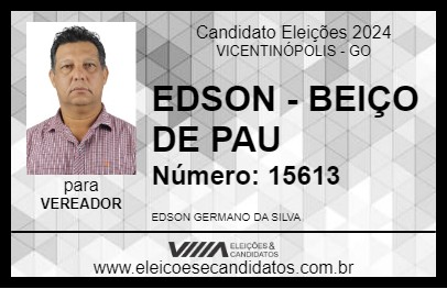 Candidato EDSON - BEIÇO DE PAU 2024 - VICENTINÓPOLIS - Eleições