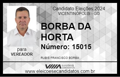 Candidato BORBA DA HORTA 2024 - VICENTINÓPOLIS - Eleições