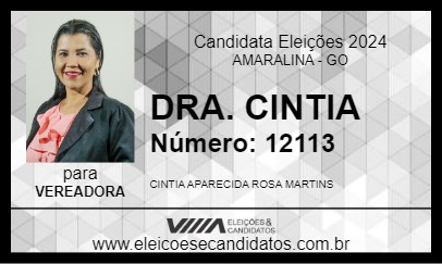 Candidato DRA. CINTIA 2024 - AMARALINA - Eleições