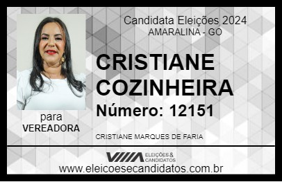 Candidato CRISTIANE COZINHEIRA 2024 - AMARALINA - Eleições