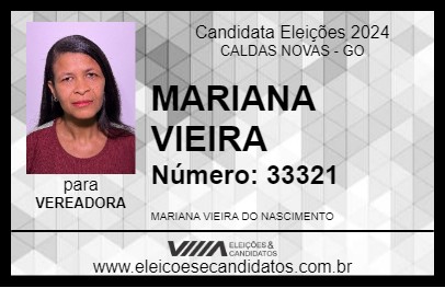 Candidato MARIANA VIEIRA 2024 - CALDAS NOVAS - Eleições