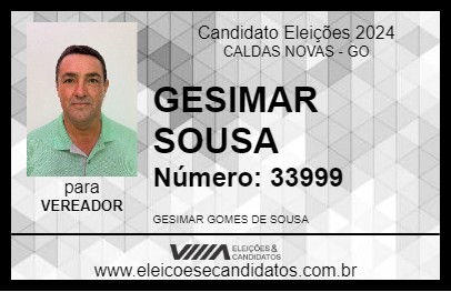 Candidato GESIMAR SOUSA 2024 - CALDAS NOVAS - Eleições