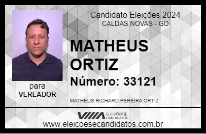 Candidato MATHEUS ORTIZ 2024 - CALDAS NOVAS - Eleições