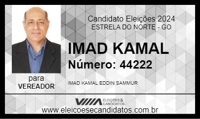 Candidato IMAD KAMAL 2024 - ESTRELA DO NORTE - Eleições