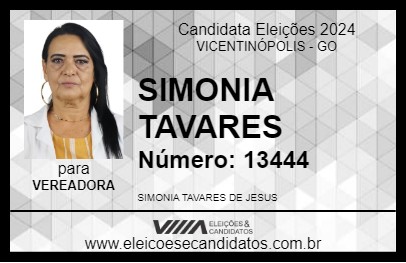 Candidato SIMONIA TAVARES 2024 - VICENTINÓPOLIS - Eleições