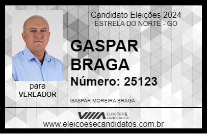 Candidato GASPAR BRAGA 2024 - ESTRELA DO NORTE - Eleições