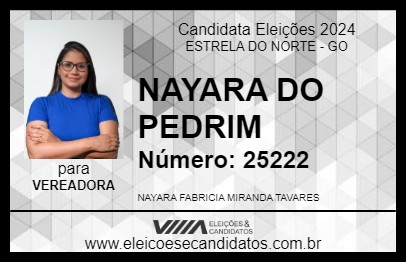 Candidato NAYARA DO PEDRIM 2024 - ESTRELA DO NORTE - Eleições