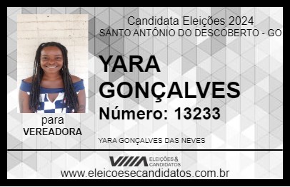 Candidato YARA GONÇALVES 2024 - SANTO ANTÔNIO DO DESCOBERTO - Eleições