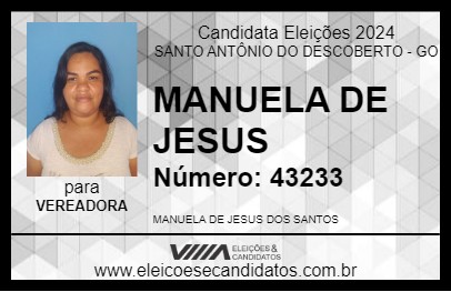 Candidato MANUELA DE JESUS 2024 - SANTO ANTÔNIO DO DESCOBERTO - Eleições