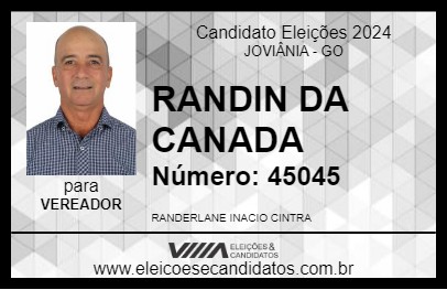 Candidato RANDIN DA CANADA 2024 - JOVIÂNIA - Eleições