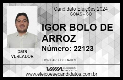 Candidato IGOR BOLO DE ARROZ 2024 - GOIÁS - Eleições